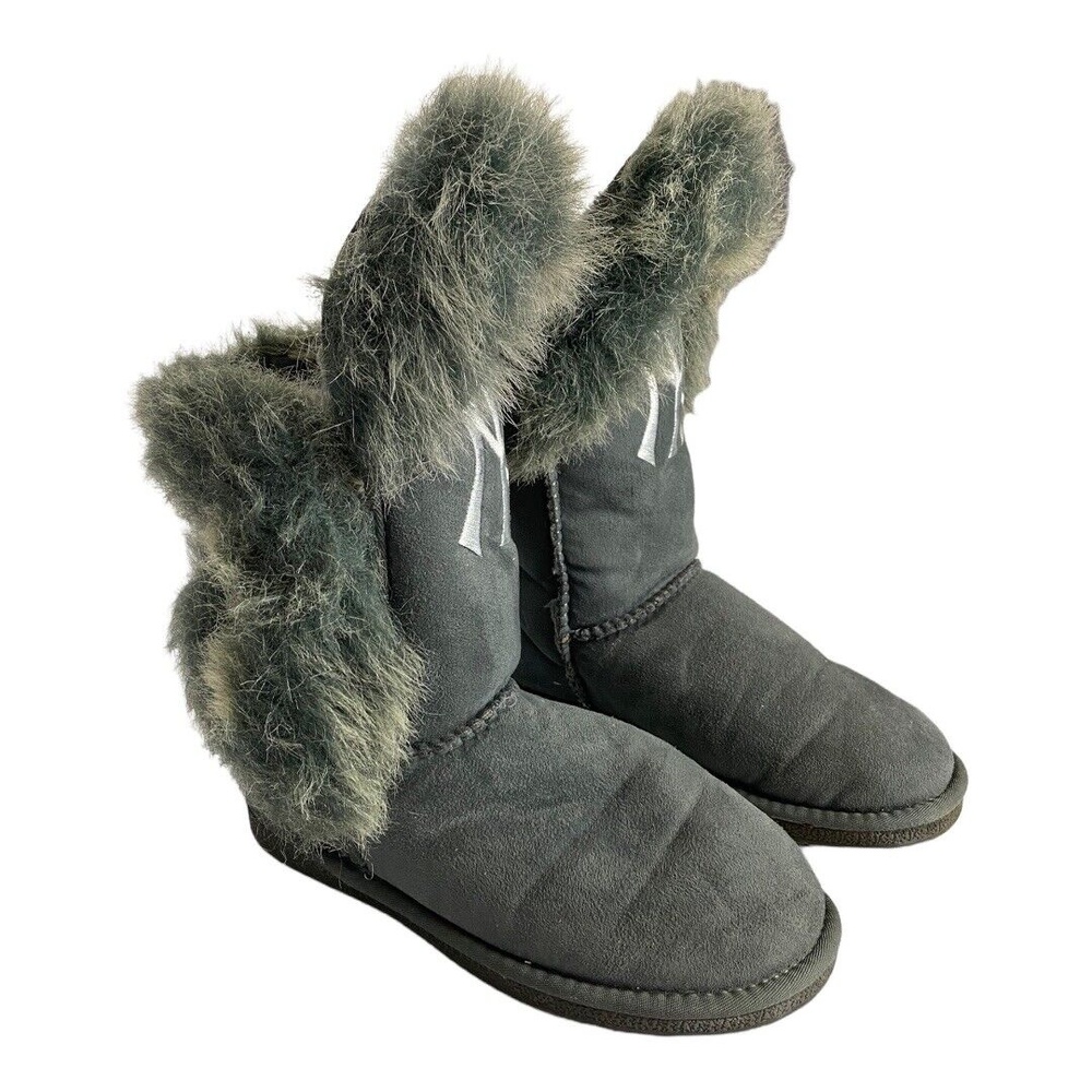 New York Giants Womens Boots 6 Gray Nfl Football Fur Genuine Merchandise Slip On